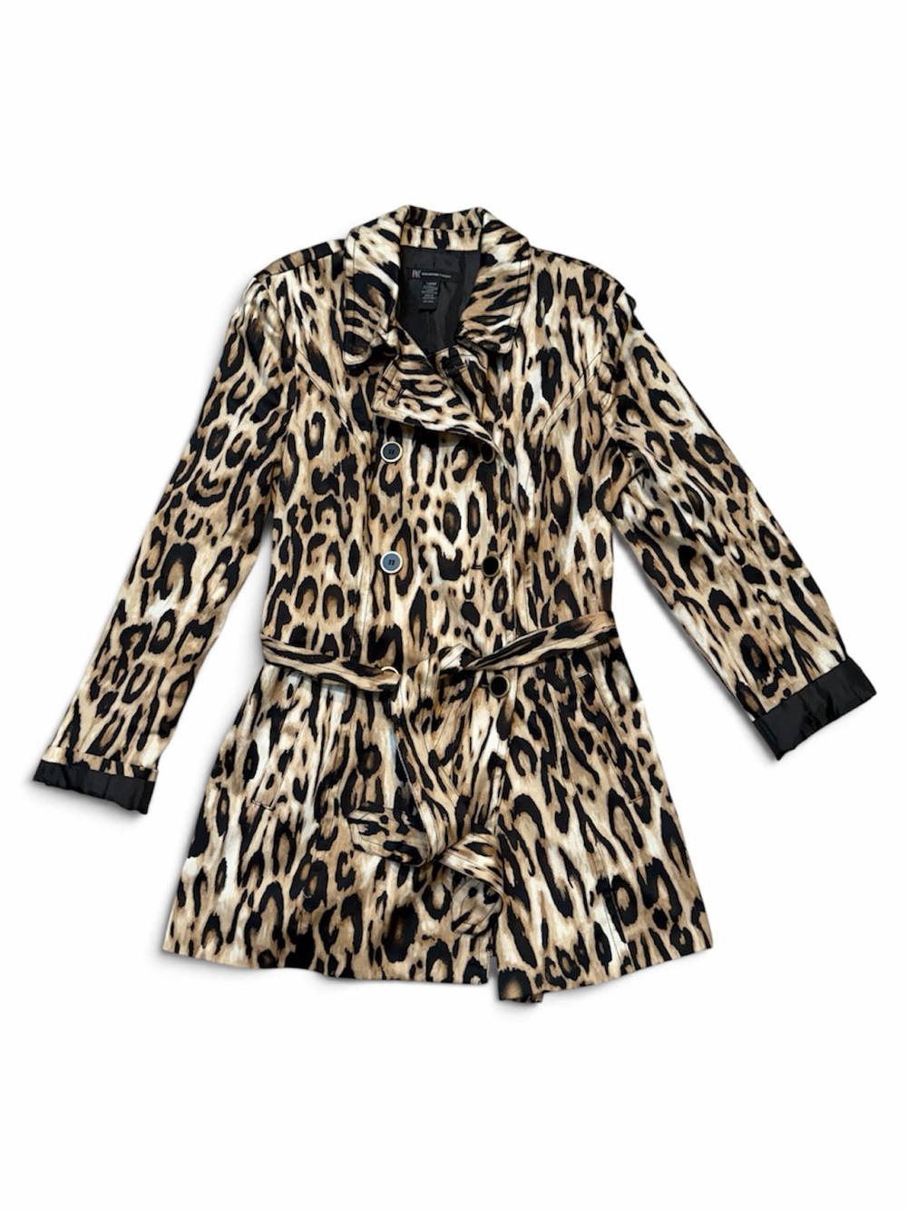 INC International Concepts Leopard-Print Trench Coat in Tan, Black, Cream